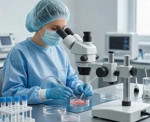 Ilustração da biópsia genética pré-implantacional de embriões